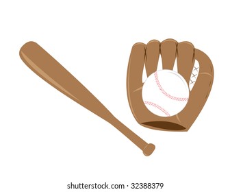 A set of baseball items.