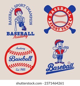 Set of Baseball Logo Collection in Vintage Retro