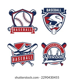 Set of baseball logo design bundle template. Baseball badge emblem logo template.