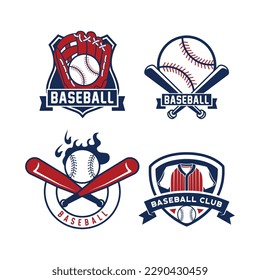 Set of baseball logo design bundle template. Baseball badge emblem logo template.