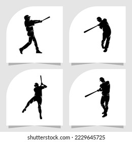 set of baseball logo vector design silhouette