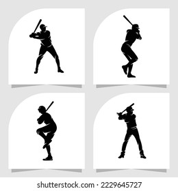 set of baseball logo vector design silhouette