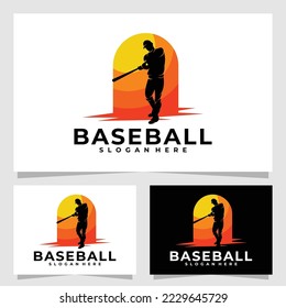 set of baseball logo vector design silhouette