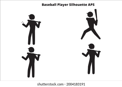 set baseball man silhouette , line  isolated or logo isolated sign symbol vector, outline and stroke style Collection of high-quality black style vector illustration