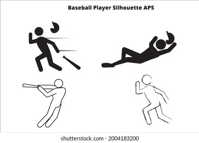 set baseball man silhouette , line  isolated or logo isolated sign symbol vector, outline and stroke style Collection of high-quality black style vector illustration