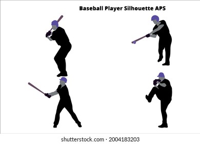 set baseball man silhouette , line  isolated or logo isolated sign symbol vector, outline and stroke style Collection of high-quality black style vector illustration