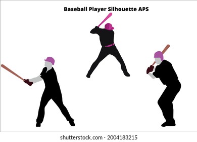 set baseball man silhouette , line  isolated or logo isolated sign symbol vector, outline and stroke style Collection of high-quality black style vector illustration