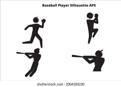 set baseball man silhouette , line  isolated or logo isolated sign symbol vector, outline and stroke style Collection of high-quality black style vector illustration