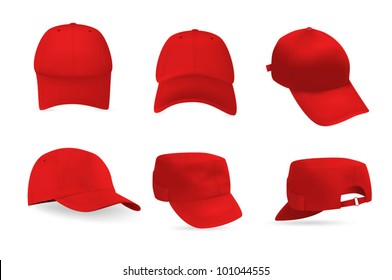 Set of baseball and military caps templates.