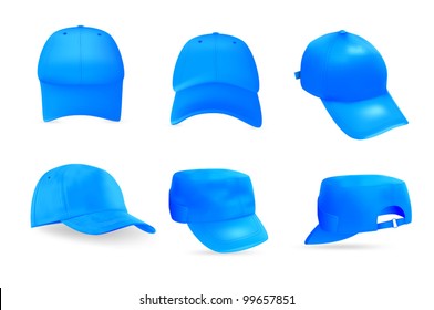 Set of baseball and military caps templates.