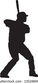 Set of Baseball player silhouette vector