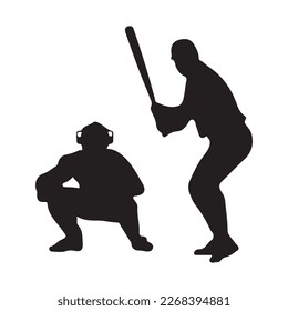 Set of Baseball player silhouette vector, Softball silhouette collection 