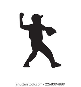 Set of Baseball player silhouette vector, Softball silhouette collection 