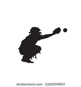 Set of Baseball player silhouette vector, Softball silhouette collection 