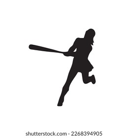 Set of Baseball player silhouette vector, Softball silhouette collection 