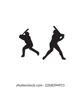 Set of Baseball player silhouette vector, Softball silhouette collection 