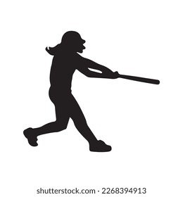 Set of Baseball player silhouette vector, Softball silhouette collection 