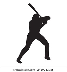 Set of Baseball player silhouette vector, Softball silhouette collection size eps 10.