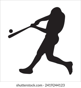 Set of Baseball player silhouette vector, Softball silhouette collection size eps 10.