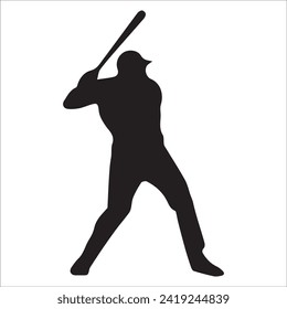 Set of Baseball player silhouette vector, Softball silhouette collection size eps 10.