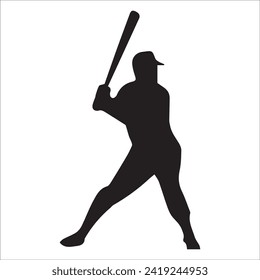 Set of Baseball player silhouette vector, Softball silhouette collection size eps 10.