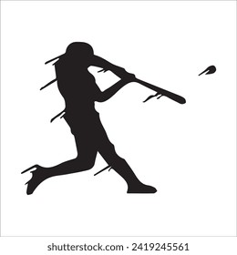 Set of Baseball player silhouette vector, Softball silhouette collection size eps 10.