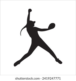 Set of Baseball player silhouette vector, Softball silhouette collection size eps 10.