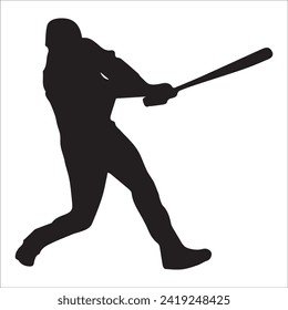 Set of Baseball player silhouette vector, Softball silhouette collection size eps 10.