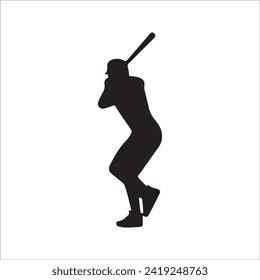 Set of Baseball player silhouette vector, Softball silhouette collection size eps 10.