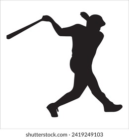 Set of Baseball player silhouette vector, Softball silhouette collection size eps 10.