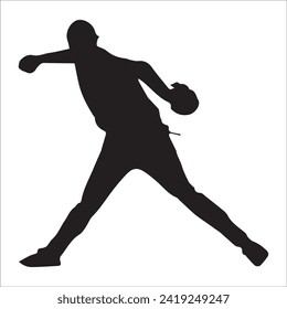 Set of Baseball player silhouette vector, Softball silhouette collection size eps 10.