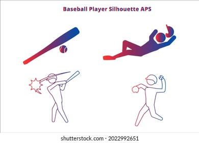 set of baseball silhouette abstract,  line isolated or logo isolated sign symbol vector, outline and stroke style Collection of high-quality color style vector illustration,