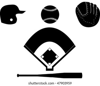 Set of Baseball Silhouettes