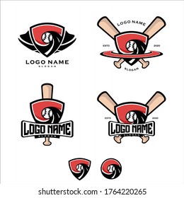 Juego de logotipo de colección de béisbol o softball para vectores deportivos de equipo y club. Moderno estilo vintage moderno. Sólida, espiritual, marca fuerte. aplicar al diseño web, teléfono móvil inteligente, aplicaciones, negocios, comunidad