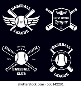 Set of baseball sport badge logo design template and some elements For badge banner emblem label insignia T-shirt screen and printing.