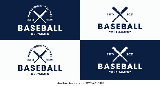 set baseball sport logo design badge retro style