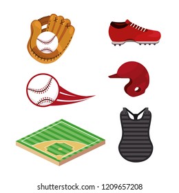 set baseball sport uniform and professional equipment