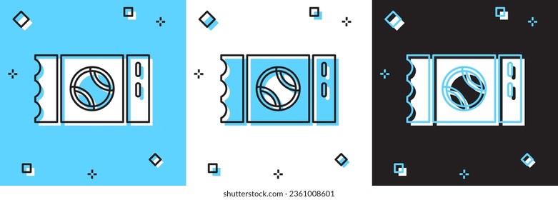 Set Baseball ticket icon isolated on blue and white, black background.  Vector