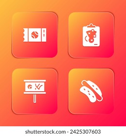 Set Baseball ticket, Planning strategy,  and Hotdog sandwich icon. Vector