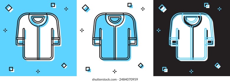 Set Baseball t-shirt icon isolated on blue and white, black background. Baseball jersey, sport uniform, raglan t-shirt sport.  Vector