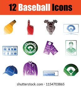 Set of Baseballl icons. Gradient color design. Vector illustration.