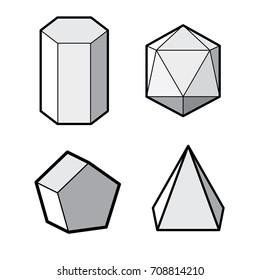 set of Basic 3d geometric shapes. Geometric solids vector  illustration  isolated on a white background.
