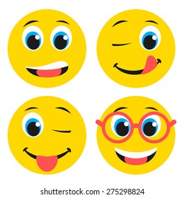 Set of basic boy emoticons in flat design