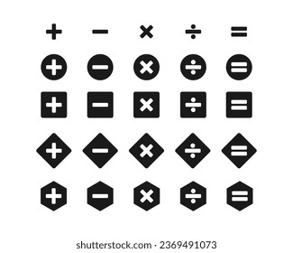 set of  basic math operation sign symbols mark. Mathematic operation icon symbol. vector illustration isolated on white background.