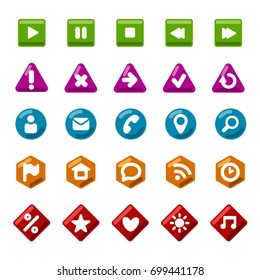  Set of basic necessary icons. The main large icons of different colors
