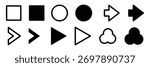 Set of Basic Shape and Arrow Icon. Collection Arrow Bullet List symbol.