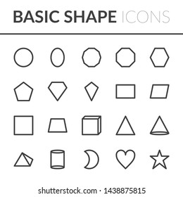 Set Of Basic Shape Icons. Line shape vector illustration isolated on white background