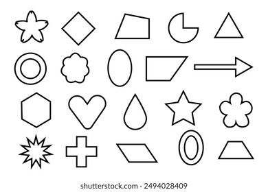 Set Of Basic Shape Icons. Line shape vector illustration isolated on white.