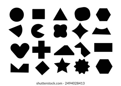 Gruppe von Basis-Shape-Symbolen. Linienförmige Vektorillustration auf Weiß isoliert.