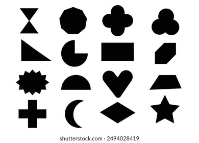 Set Of Basic Shape Icons. Line shape vector illustration isolated on white.